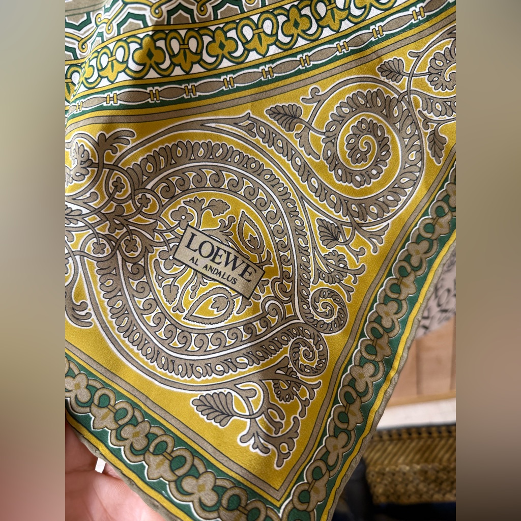 Loewe Al Andalus Yellow And Green Silk Scarf